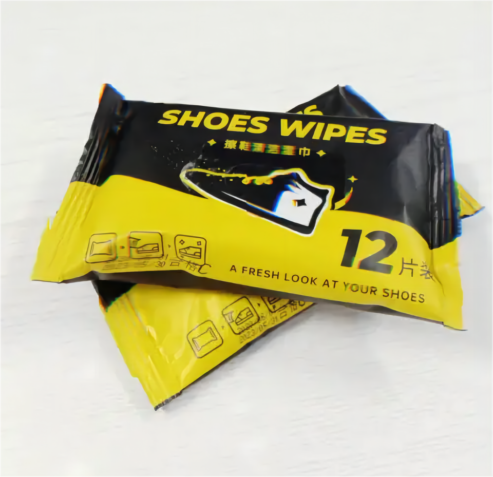 Prix ​​d'usine 12 pièces jetables sportives pratiques nettoyage de chaussures lingettes de voyage